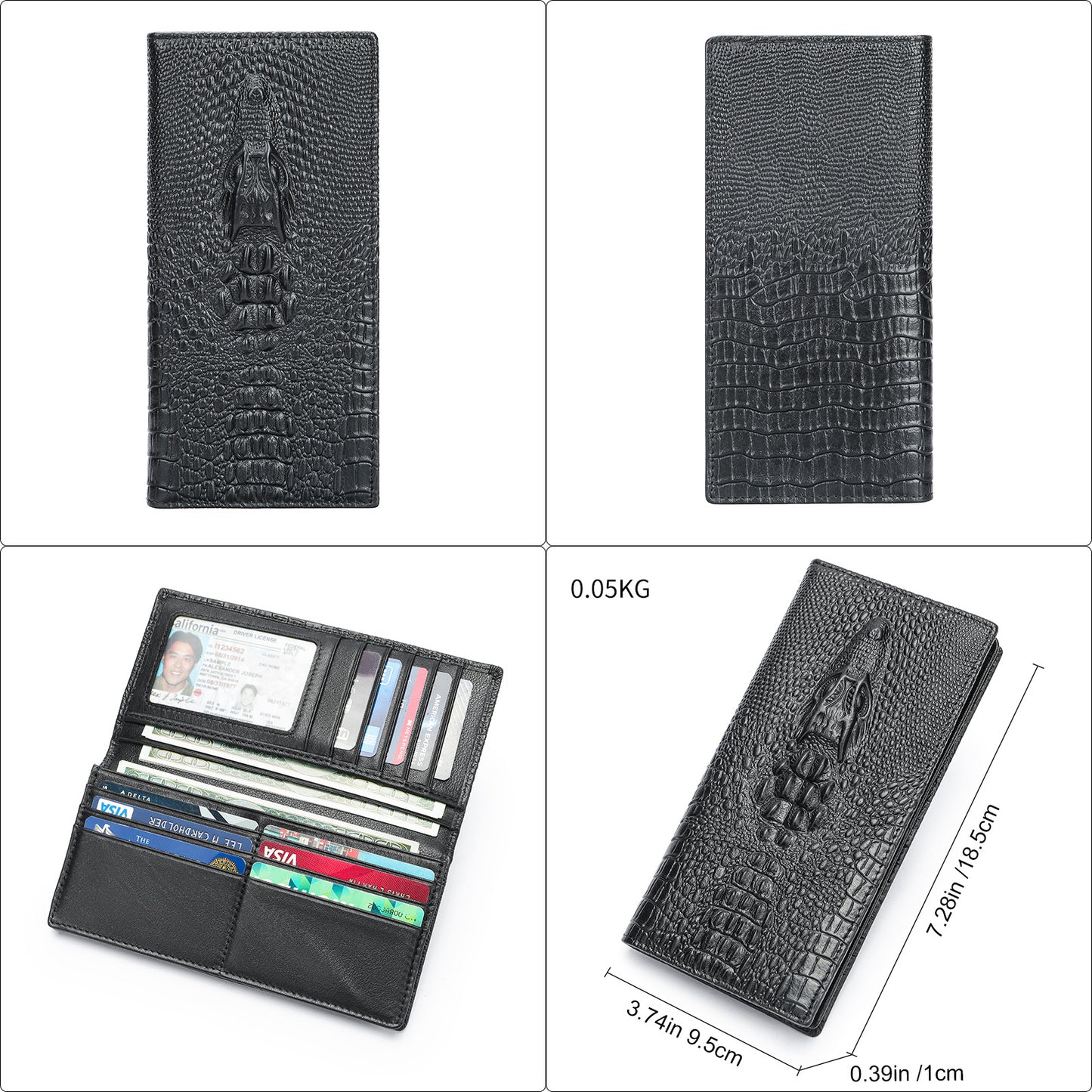 Crocodile Print Men's Leather Business Wallet
