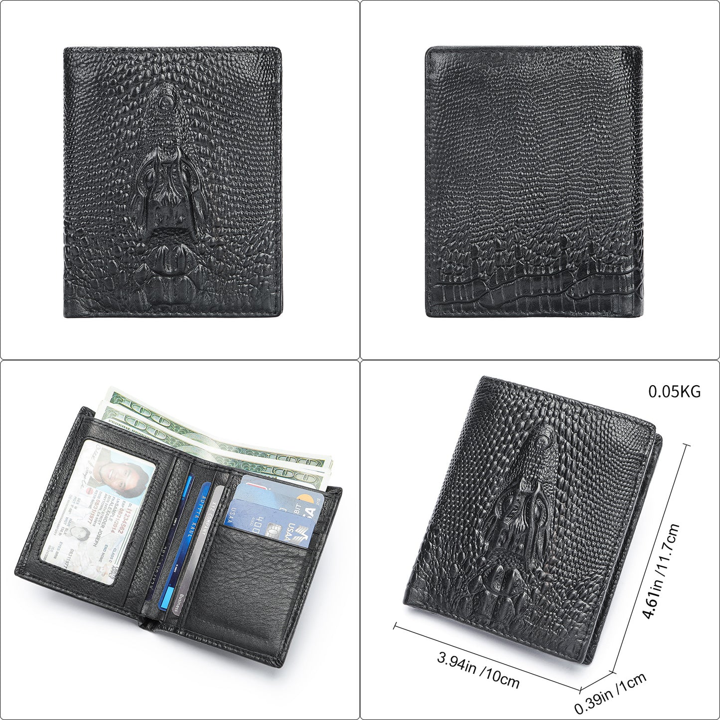 Crocodile Print Men's Leather Business Wallet
