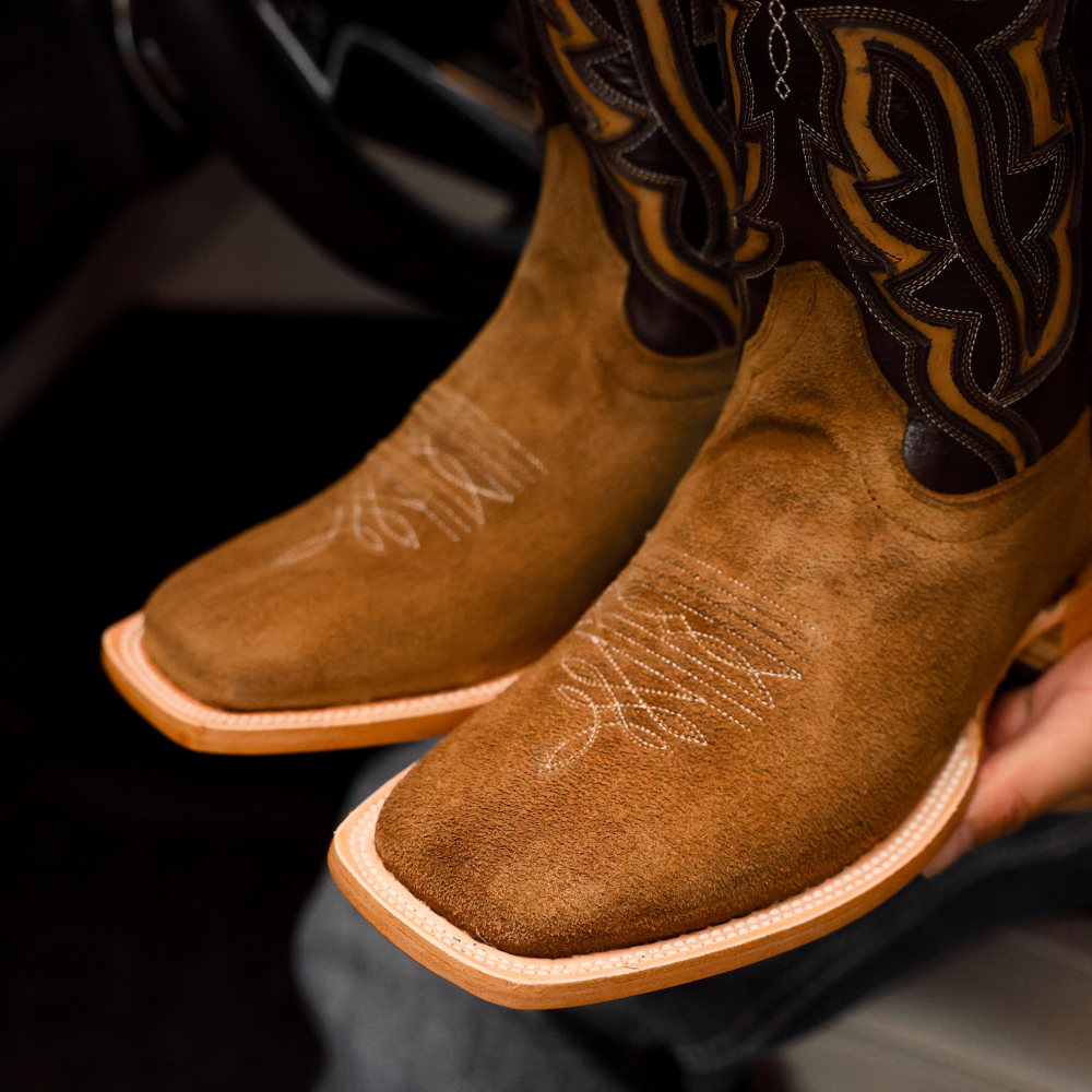 Honey Rough-Out Leather Boots - Square Toe