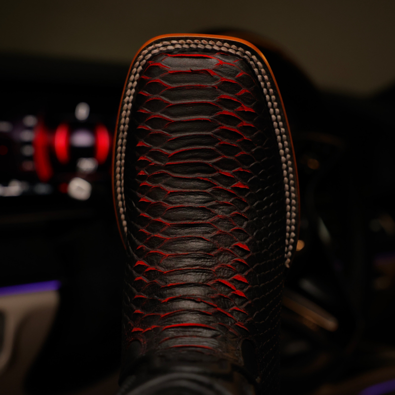 Matte Black Cherry Python Leather Boots