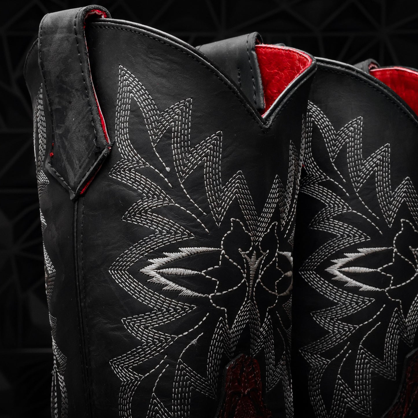 Black Cherry Hand-Tooled Leather Boots - 3D Sole Composite Toe