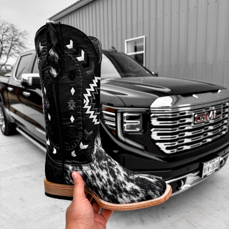 Brown Cowhide Leather Boots - Square Toe