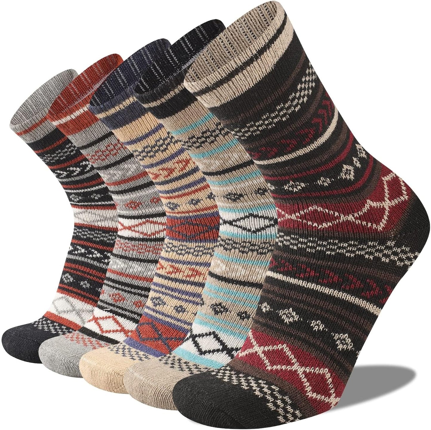 Mens Warm Wool Socks Thermal Winter Thick Crew Pattern (Mixed styles)