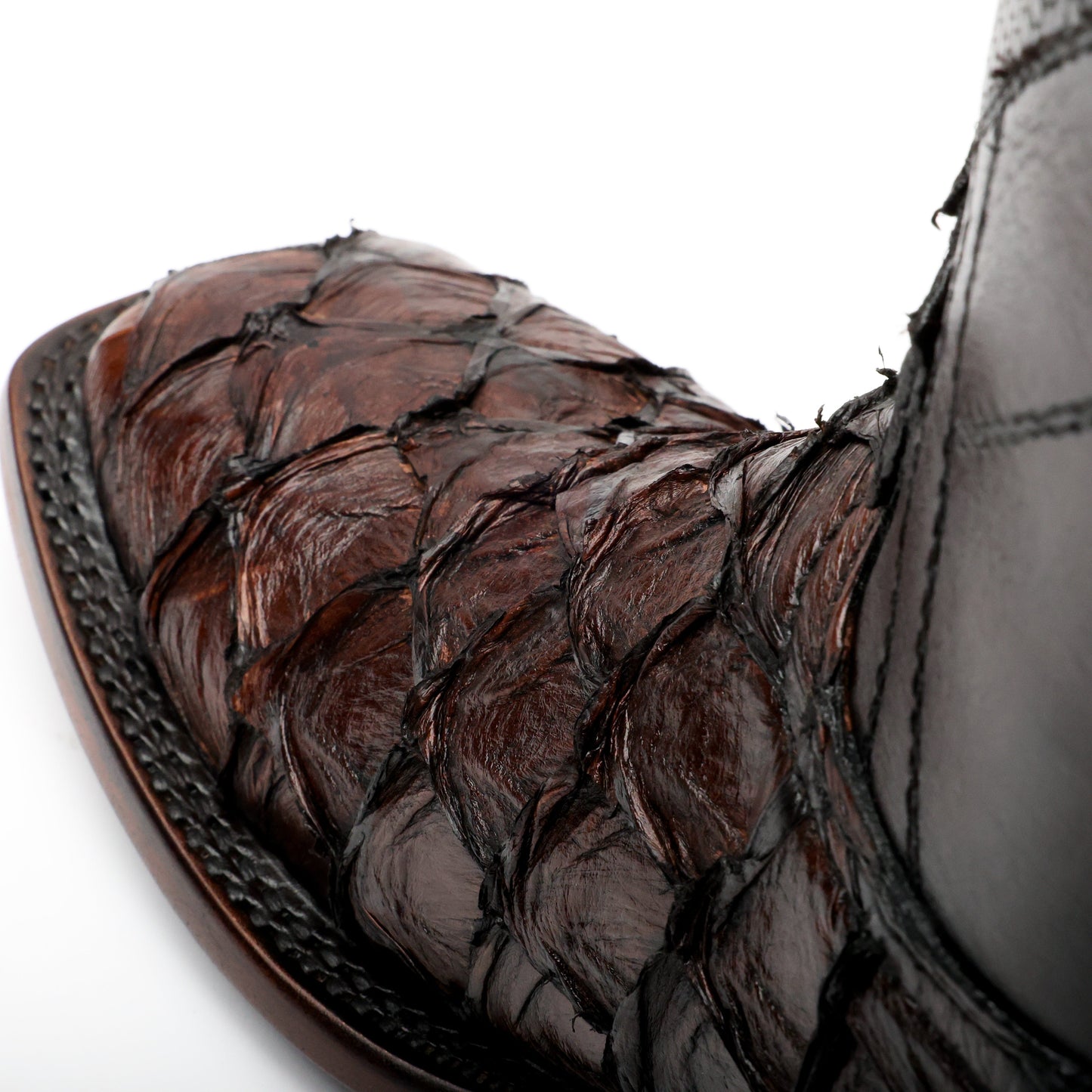 Handcrafted Espresso Pirarucu Boots - Square Toe