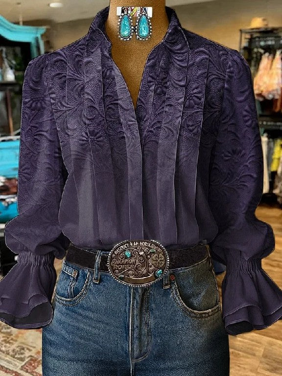 Women's Retro Western-style Floral Shirt