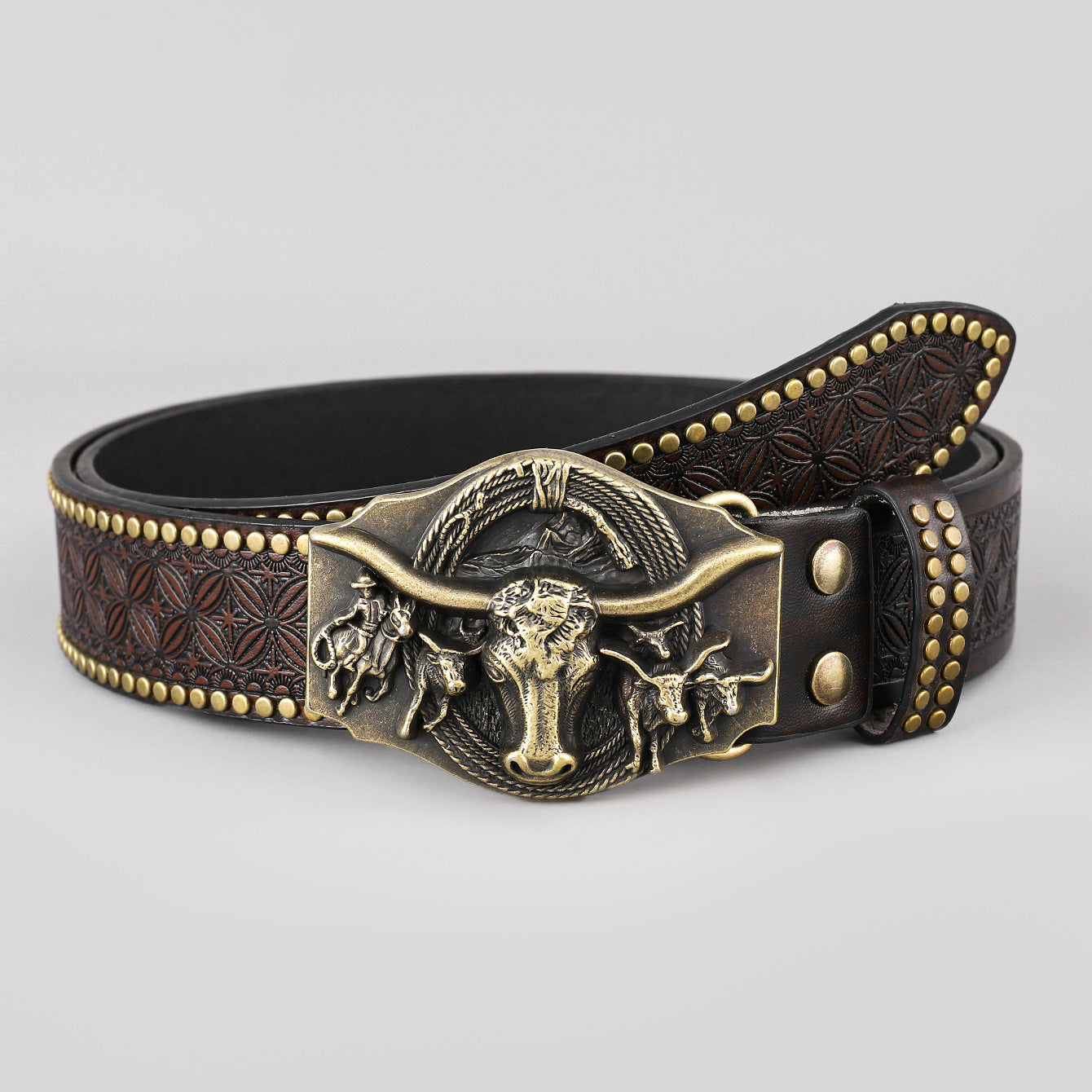 Western Denim Tauren Vintage Embossed Belt
