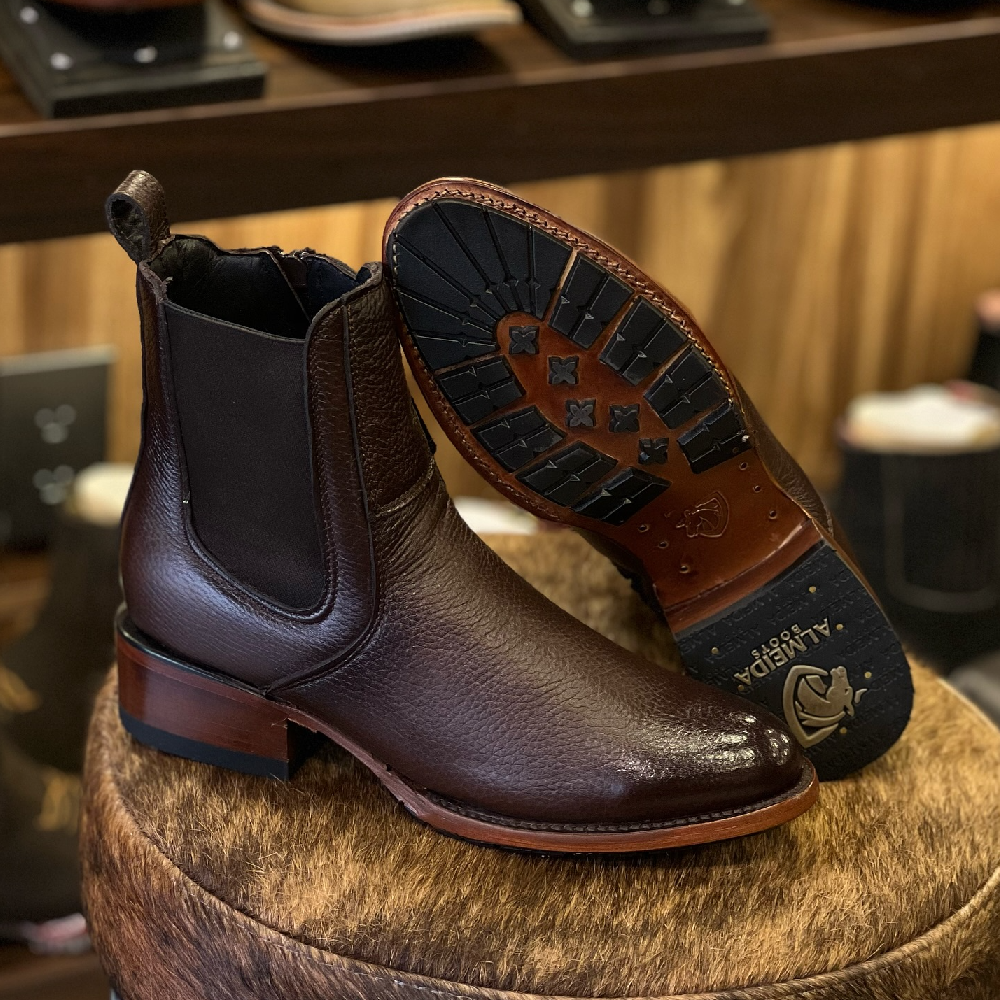 Elegant Brown Leather Chelsea Boots