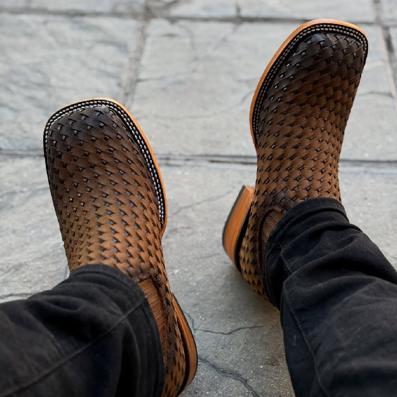 Woven Leather Cowboy Boots
