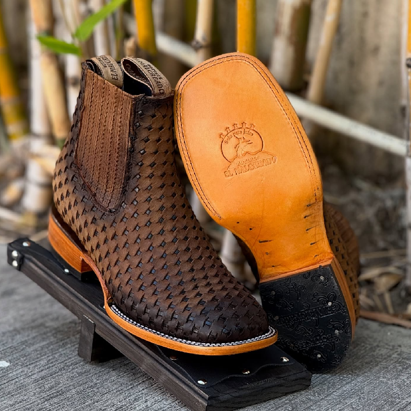 Woven Leather Cowboy Boots