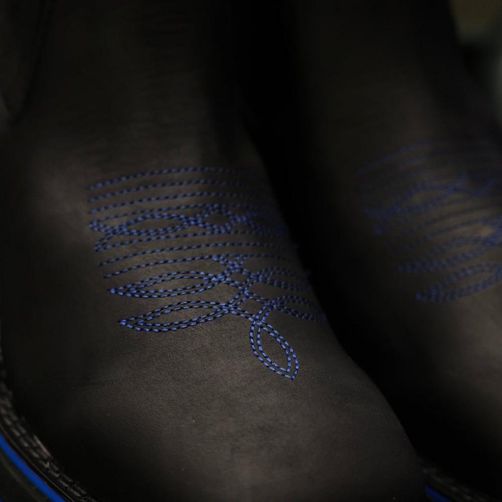 3D Lightweight Black Nobuck Leather Square Toe Boots