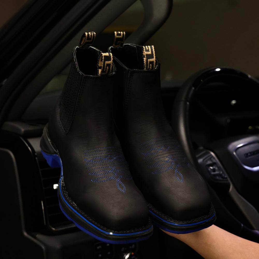 3D Lightweight Black Nobuck Leather Square Toe Boots