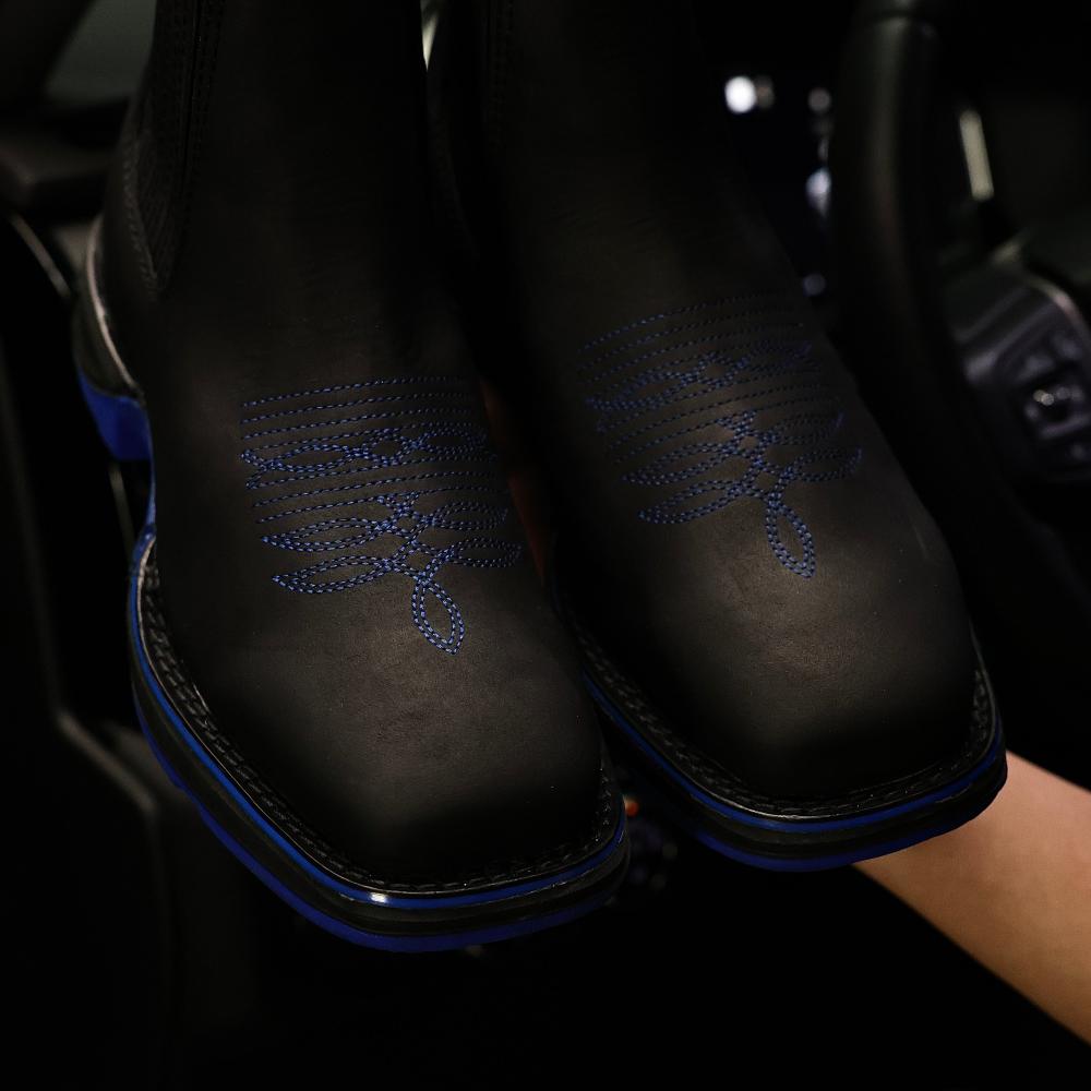 3D Lightweight Black Nobuck Leather Square Toe Boots