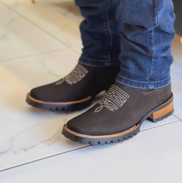 Last Day Promotion-Wild West-Coffee Leather Ankle Boots(Buy 2 Free Shipping️)