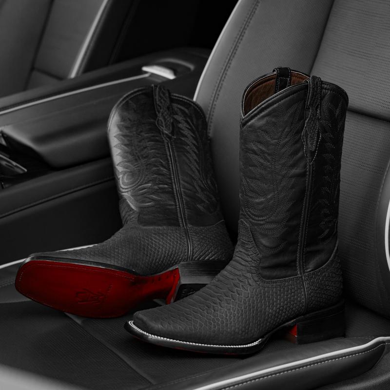 Matte Black Python – Square Toe