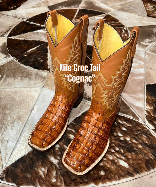 Nile Croc Wide Tail - Cognac