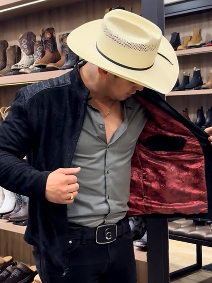 Black Denim Zip Jacket