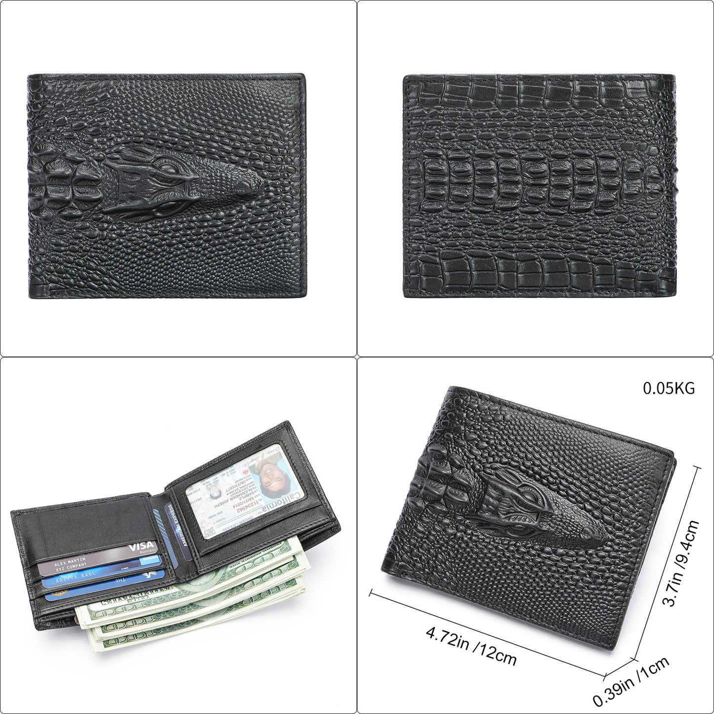 Crocodile Print Men's Leather Business Wallet
