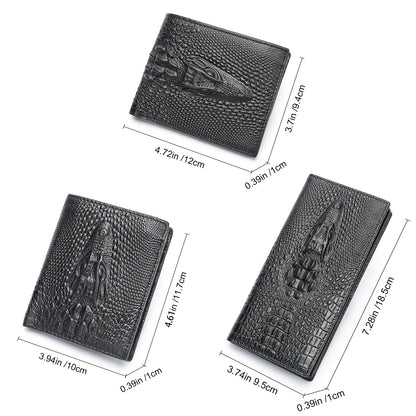 Crocodile Print Men's Leather Business Wallet