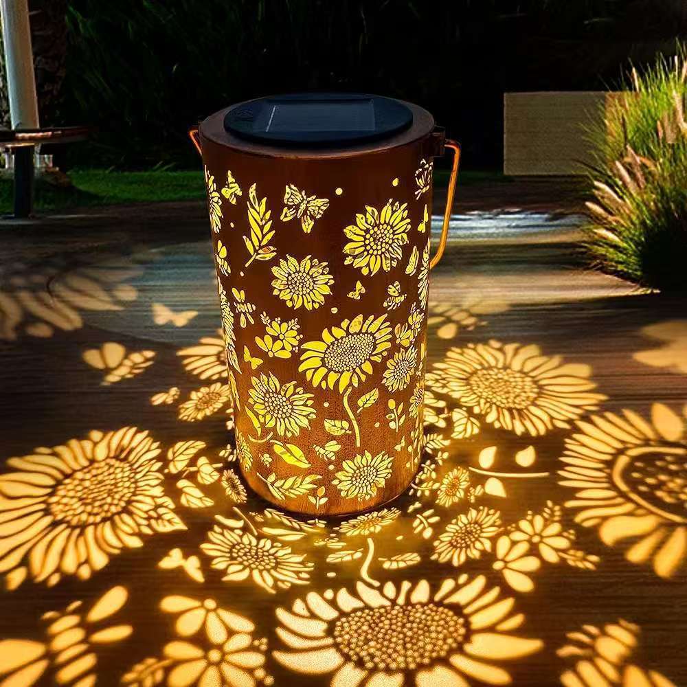 Colorful Solar Garden Lantern with Sunflower Lights