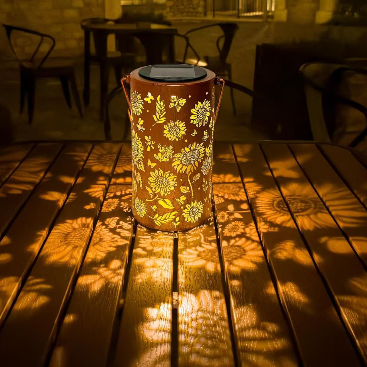Colorful Solar Garden Lantern with Sunflower Lights