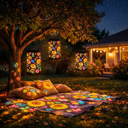 Colorful Solar Garden Lantern with Sunflower Lights