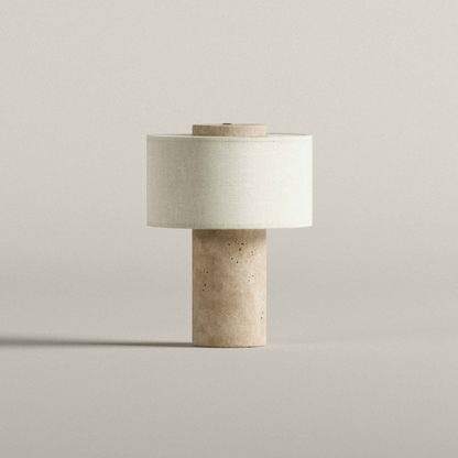Arden Portable Lamp – Linen & Travertine