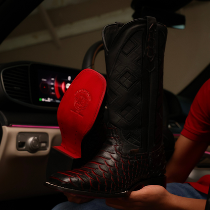 Midnight Python Scale Leather Chisel-Toe Boots