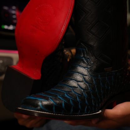 Midnight Python Scale Leather Chisel-Toe Boots