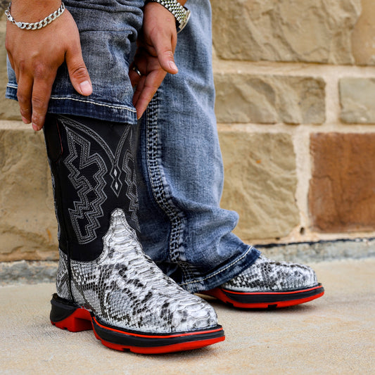 Natural Python Leather Boots - 3D Lightweight Sole Composite Toe
