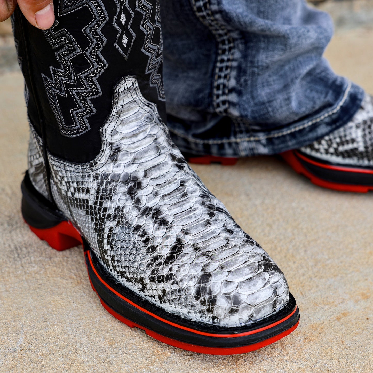 Natural Python Leather Boots - 3D Lightweight Sole Composite Toe