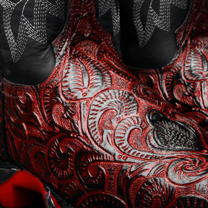 Black Cherry Hand-Tooled Leather Boots - 3D Sole Composite Toe