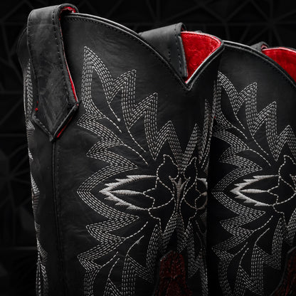 Black Cherry Hand-Tooled Leather Boots - 3D Sole Composite Toe