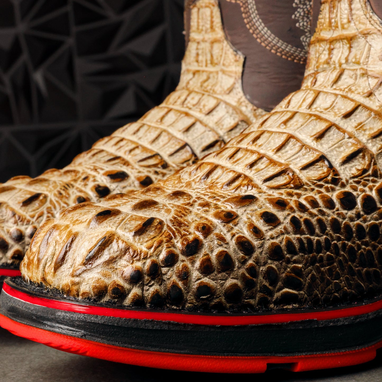 Desert Two-Tone Caiman Belly Leather Boots - 3D Sole Composite Toe