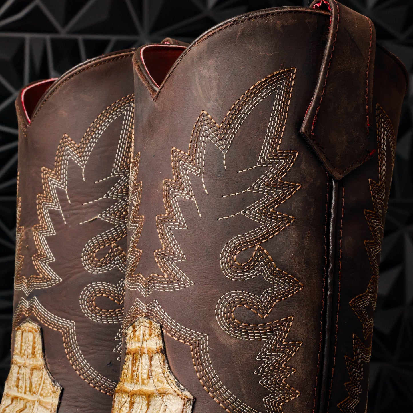 Desert Two-Tone Caiman Belly Leather Boots - 3D Sole Composite Toe