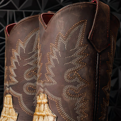 Desert Two-Tone Caiman Belly Leather Boots - 3D Sole Composite Toe