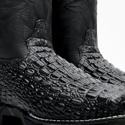 Black Caiman Hornback Leather Boots - 3D Sole Composite Toe