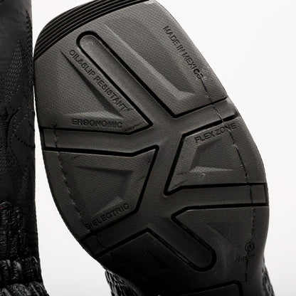 Black Caiman Hornback Leather Boots - 3D Sole Composite Toe