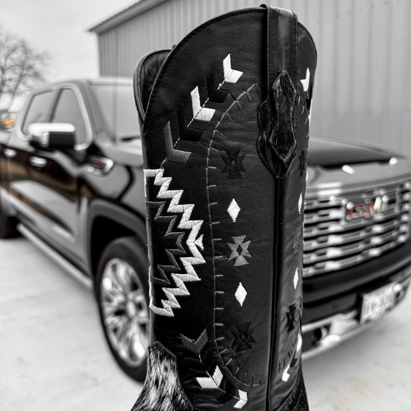 Brown Cowhide Leather Boots - Square Toe