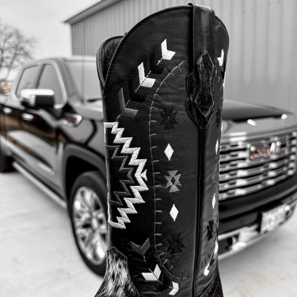 Brown Cowhide Leather Boots - Square Toe