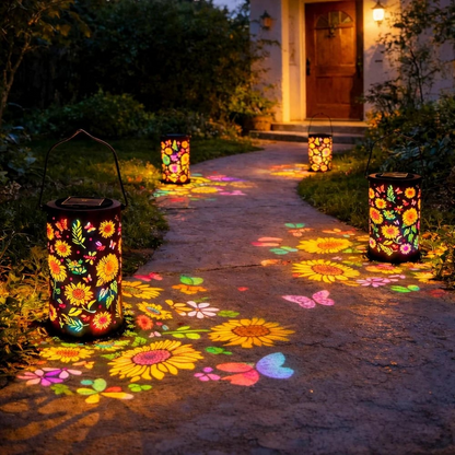 Colorful Solar Garden Lantern with Sunflower Lights