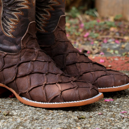 Print Rustic Presents Brown Square Toe Boots