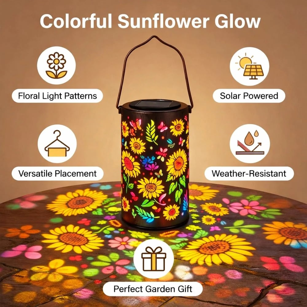 Colorful Solar Garden Lantern with Sunflower Lights