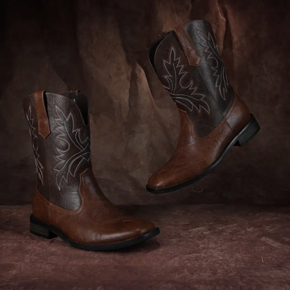 Embroidered Anti-slip Men's Cowboy Boots