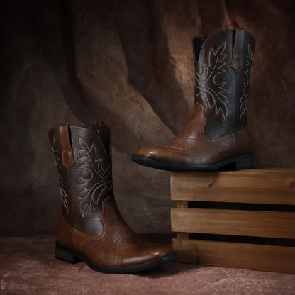 Embroidered Anti-slip Men's Cowboy Boots