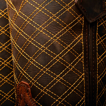 Cognac Ostrich Leather Boots - Composite Toe
