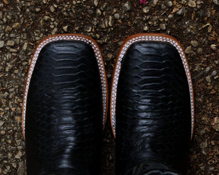 Print Python Black Square Toe Boots