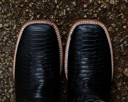 Print Python Black Square Toe Boots