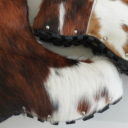 Platform Sole Imitation Calf Hair Knee-High Winter Boots