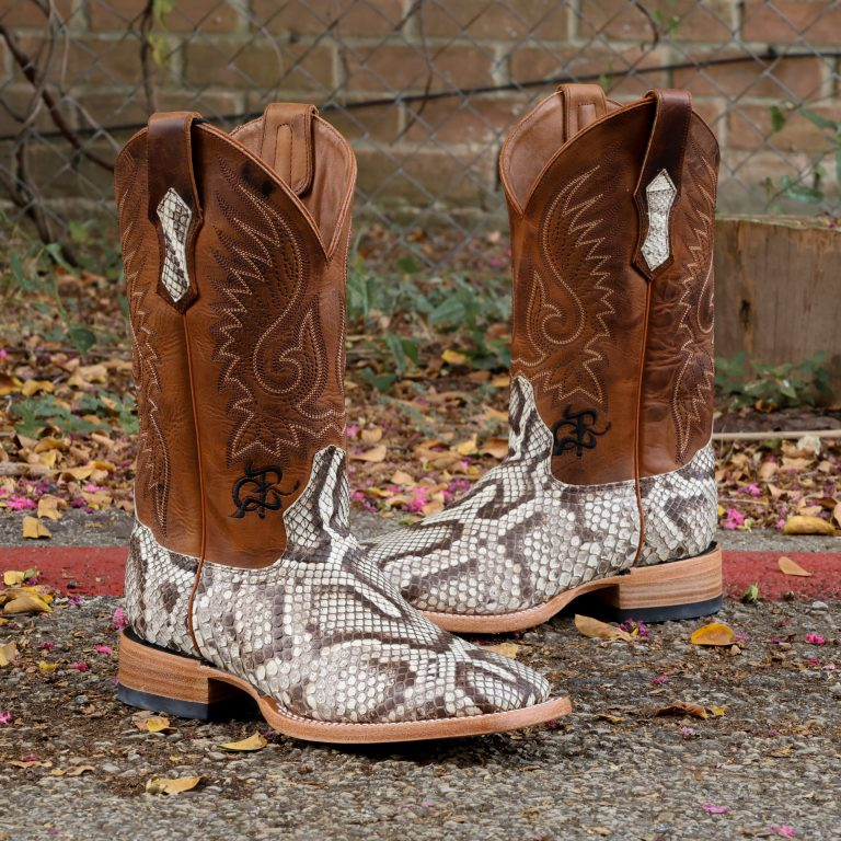 Python Molurus Matte Natural Square Toe Boots