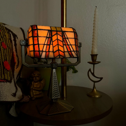 Lampe Chauffe-Plat en Vitrail Vintage